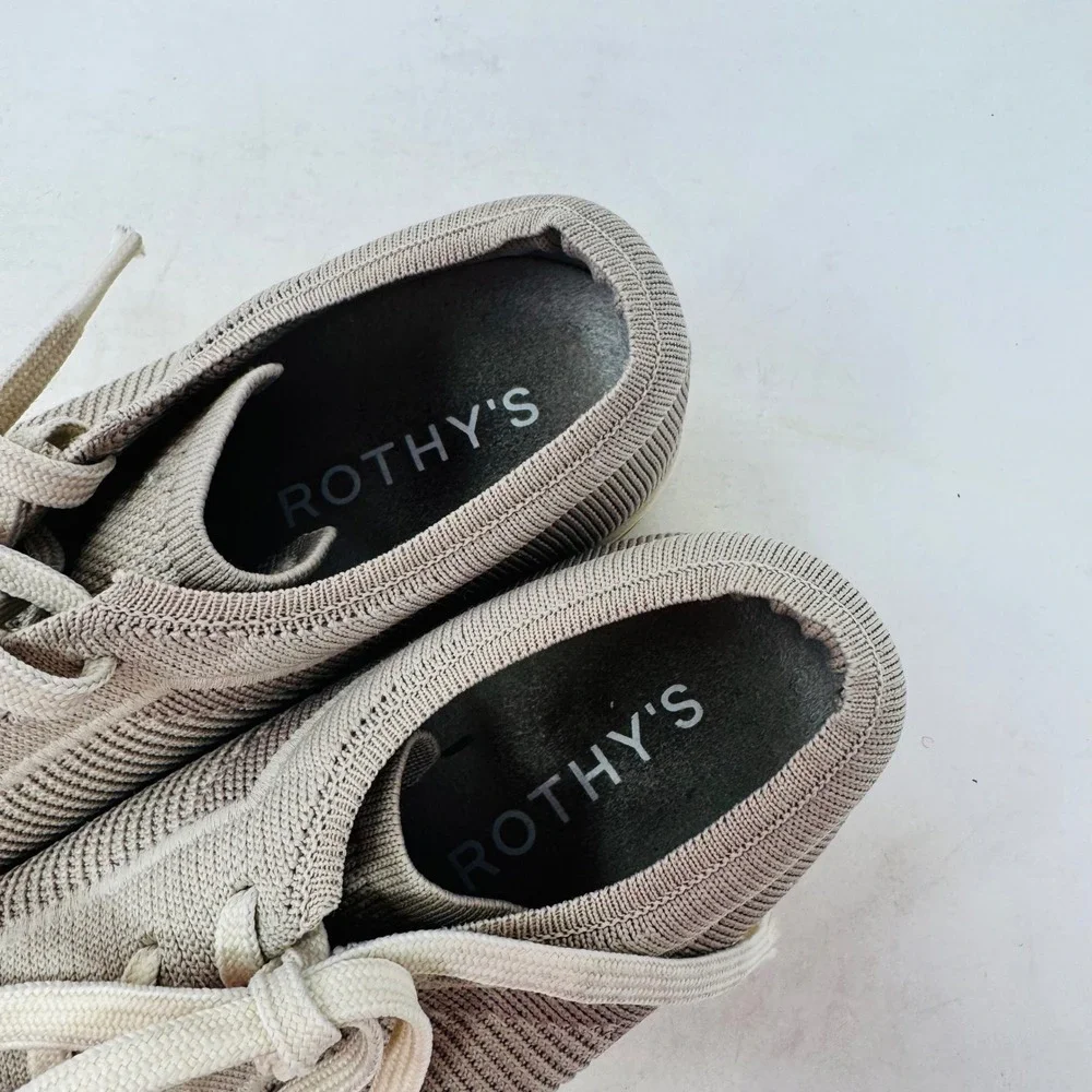Rothy's Lace Up Sneakers Gray Size 8‎ Sustainable Knit Low Top Earthy Coastal